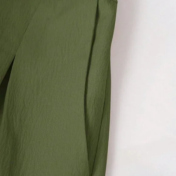 Army Green Elegant Women's Casual Solid Color Lantern Sleeve Jumpsuit